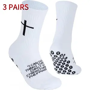 3 Pairs Men's & Women's Football - Mid-Calf Grip, Sweat Absorbent, Durable, Towel Bottom Sports for Soccer, Cycling, Climbing, and  Running Breathable No-Show Multi-Sport Performance  Socks 39-47(US 6-13)