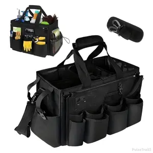 Multipurpose Cleaning Caddy, 1 Count Heavy Duty Waterproof Home Cleaning & Car Maintenance Storage Bag with Adjustable Divider & Handle, Home Organizer for Living Room Kitchen BathroomPulseTrail5DD14HUB STORE
