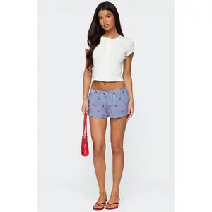 Edikted Women's Cherry Embroidered Gingham Boxer Shorts