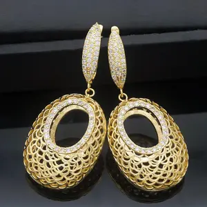 Gold Aesthetic Drop Earrings, African Style Statement Jewelry for Women's Wedding & Bridal Party