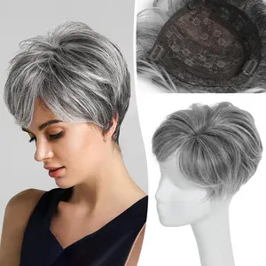 Short Curly Synthetic Hair Topper for Women, a Breathable Machine-Made Piece to Add Volume and Cover Gray Hair, Synthetic Material Wigs, Adds Volume
