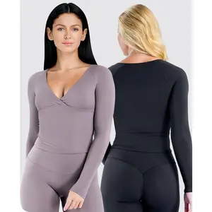 DFYNE V-neck quick-drying long-sleeved sports T-shirt |   Breathable and sweat-wicking, suitable for yoga, fitness, and running |   Lightweight and quick-drying, suitable for all seasons