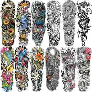 Temporary Sleeve Tattoo for Men and Women (L19“xW7”),Waterproof Realistic Fake Tattoos Long lasting，Halloween Full Arm Temporary Tattoos,
