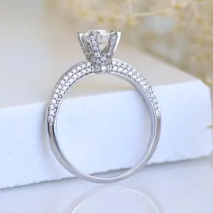 Janefashions 1ct Moissanite Round Cut Knife-edge Solitaire Engagement Ring Sterling Silver Size 4.5-9 S13A