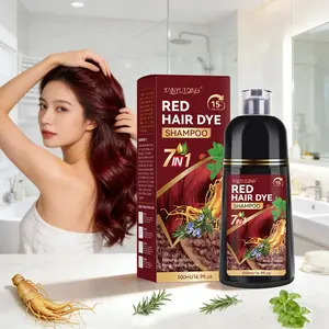 500ml Red Herbal Hair Dye Shampoo Haircare | 7-in-1 Herbal Extracts, Gentle & Mild, Moisturizing 3-in-1: Dye, Cleanse & Condition - 15-Min Quick Coloring, Family-Size Leaves Hair Shiny, Hydrated & Naturally Healthy - Suitable for Men & Women