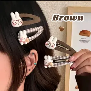 Miffyi set of 4 Checkered Kawaii Bangs Side Hair Clips | Versatile Girl Cute Hair Accessory Hair Clip Gift Toys for Girl