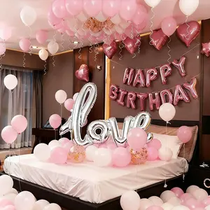 Birthday Balloon Set, Heart-Shaped Aluminum Foil Balloons, Party Decorations, Festive Decoration, Versatile Use, Complete Set, Wedding, Anniversary, Halloween, Christmas