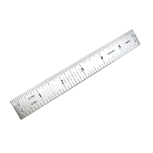106616 6" Rigid Woodworking Ruler with End Grads Satin Chrome Finish 1/8th and 1/16th Grads Hardened Stainless Steel