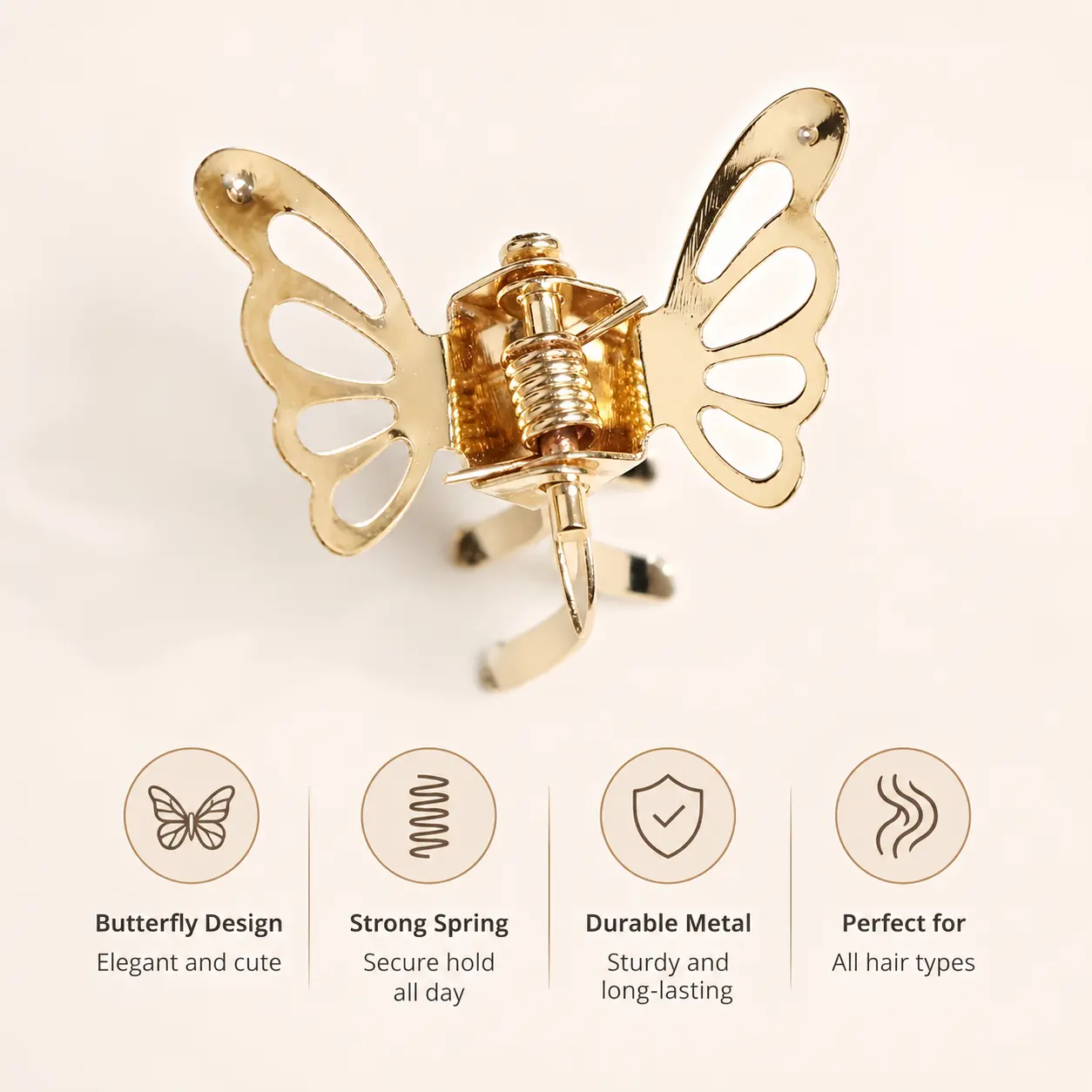 10 Counts, Hollow Out Butterfly Mini Metal Hair Clips, Small Size Hair Grips for Women Daily Hairstyle Fixing and Decoration