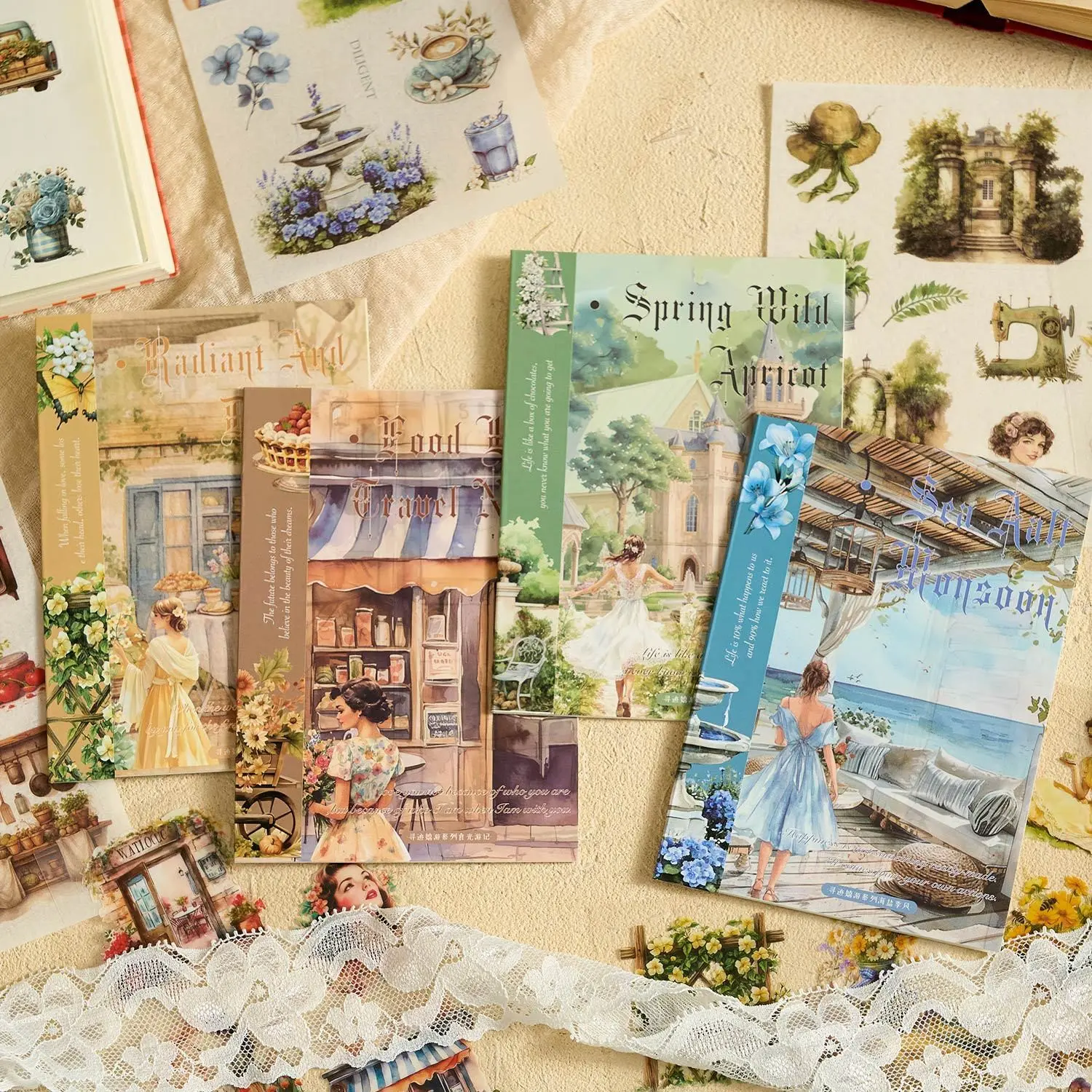 Vintage Girl Daily Life Sticker Album, 40 Sheets Retro Theme Stickers, Sticker Set, Perfect for Scrapbooking and Journaling, Decorative Vintage Material Paper Supplies