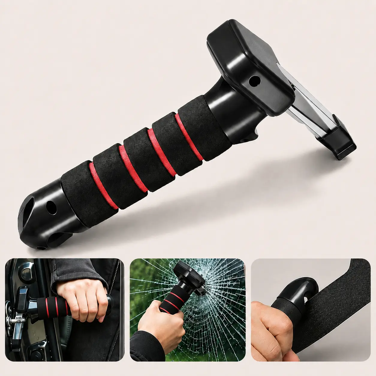 ROPODE Car Handle Cane Car Door Handle for Elderly, Upgrade Multifunctional Cars Handles Assist Support, Handles Door Latch for Seniors and Handicapped (red)