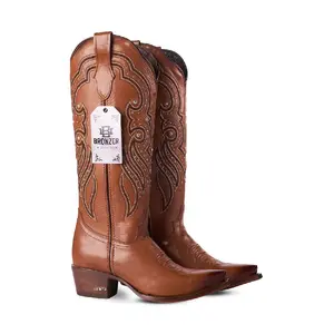 Reyna WR Capuccino Cristal – Genuine Leather Cowboy Boot for Women | Marie RT Last | Leather Sole
