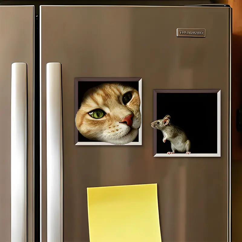 3D Irregular Cat & Mouse Fridge Magnet Set CT736 - Cute Animal Home Supplies with Magnets, Kitchen Refrigerator Decor, Fun Gift for Cat Lovers