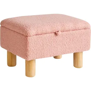 Teddy  Small Ottoman Foot Rest, Foot Stools with Storage Small, Upholstered Rectangle  Ottoman with Safety Hinge Flip Top, Bed Stool for Bedroom Dorm Teddy  YD-JD136P