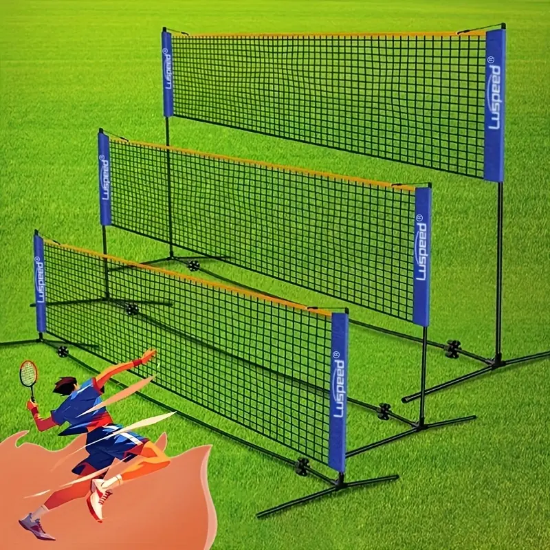 Multifunctional Portable Sports Net for Badminton, Pickleball, Tennis, Volleyball - Quick Setup, Durable Nylon, Blue/Black, Indoor & Outdoor Use, Sports Equipment, Sleek Design, Highquality Material