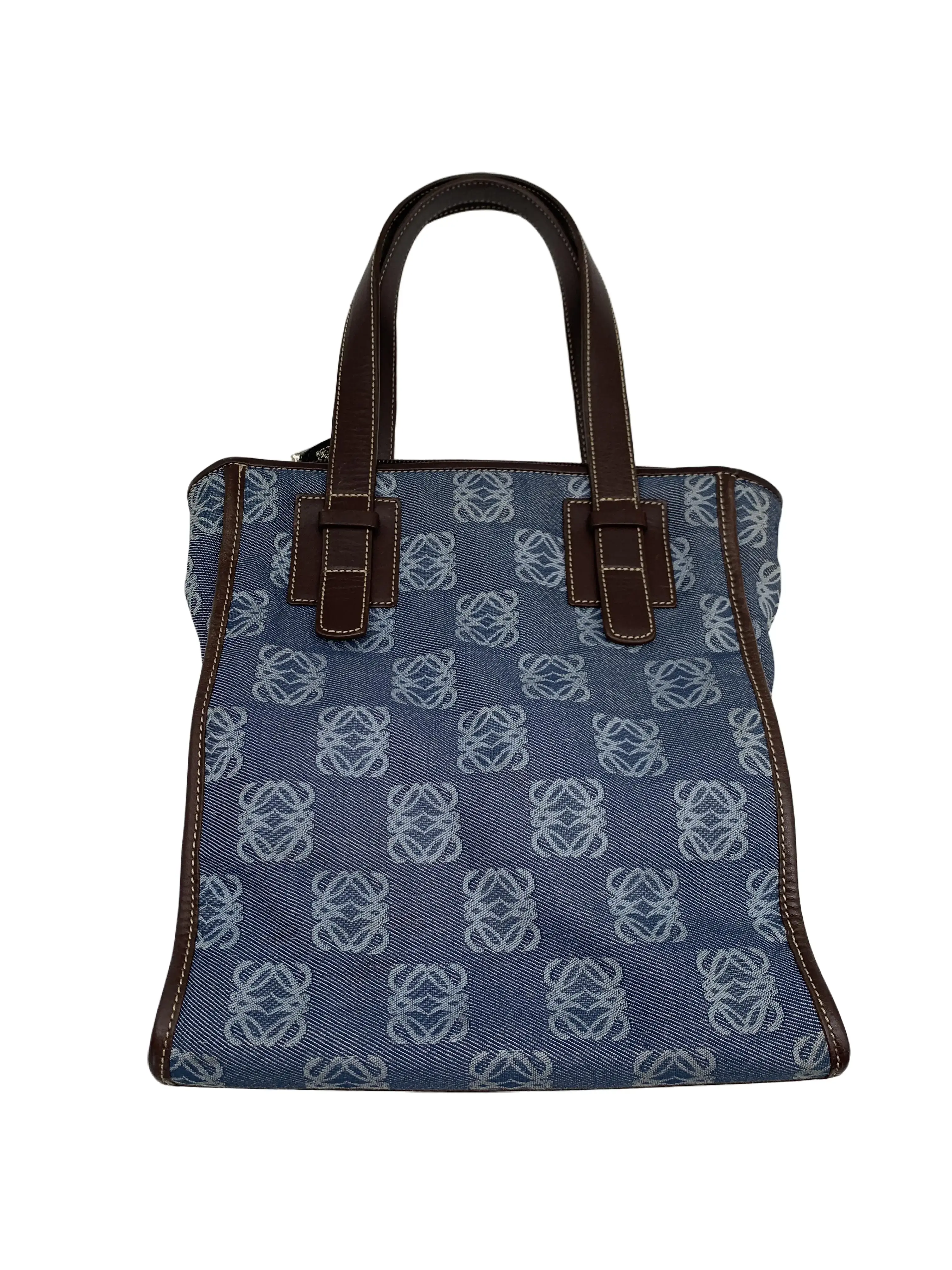 Pre-owned Loewe Anagram Denim Hand Tote Bag/kh05615072/5072