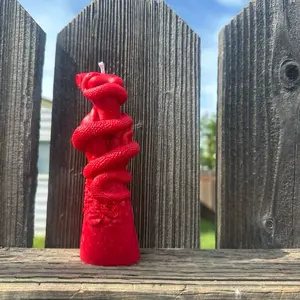 Divine Serpent Feminine Candle - Woman & Snake Ritual Sculpture - Witchy Candle for Power, Rebirth, and Sensual Alchemy - Red, White, or Pink - Decor Ornaments amazing candles cali dream