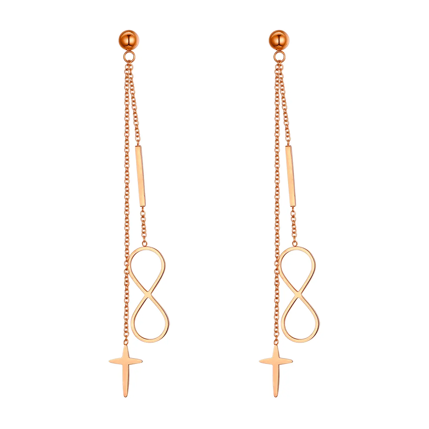 OIDEA Women's Elegant Stainless Steel Infinity Tassel Chain Earrings - 3.34 in Drop Chain, 0.35 in Infinity Symbol, Ideal for Romance, Evening, Dressy Casual (For Symbolic Jewelry Lovers), Infinity Chain Earrings