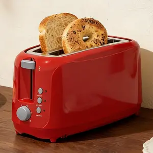 4 Slice Toaster, Extra Wide Slots Bread Toaster with 6 Shade Settings, Bagel/Cancel/Defrost/Reheat Functions, Removable Crumb Tray, Auto Shut-Off, Red