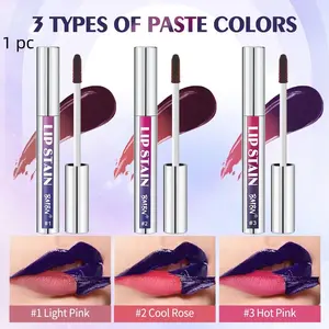 Silver tube peel-off lip lacquer, Lip Stain, matte effect, long-lasting wear, non-sticky, fade-resistant, high-pigment velvet lip tint, uses an easy-to-peel formula, easy to apply and remove, suitable for all skin tones and occasions