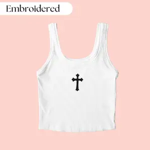Cross Tank Top Embroidered, Christian Tank Top, Cross Shirt, Christian Shirt, Religious Shirt, Jesus Shirt, Church Shirt, Christ Shirt