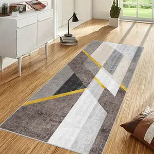 A minimalist geometric-patterned runner rug, hallway carpet, lightweight and easy-to-clean foldable mat, washable and low-maintenance home decor carpet, suitable for hallways, passageways, staircases, bedrooms, beside beds, kitchens, and more.