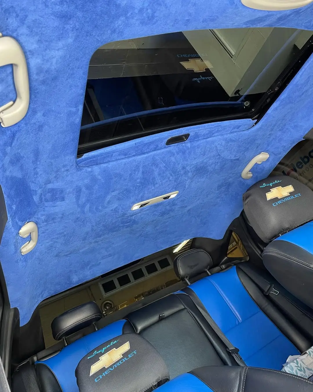 Blue Stretch Suede Foam Back Headliner Fabric 60" wide