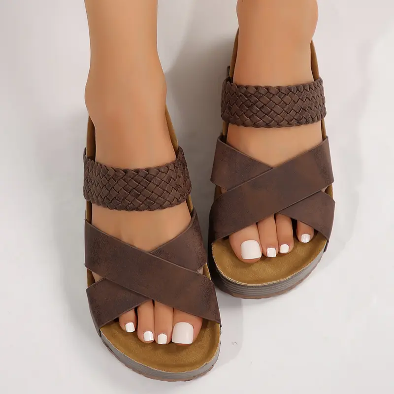 Womens Sandals Comfortable Flat Slide Sandals Minimalist Summer Casual Slippers Open Toe