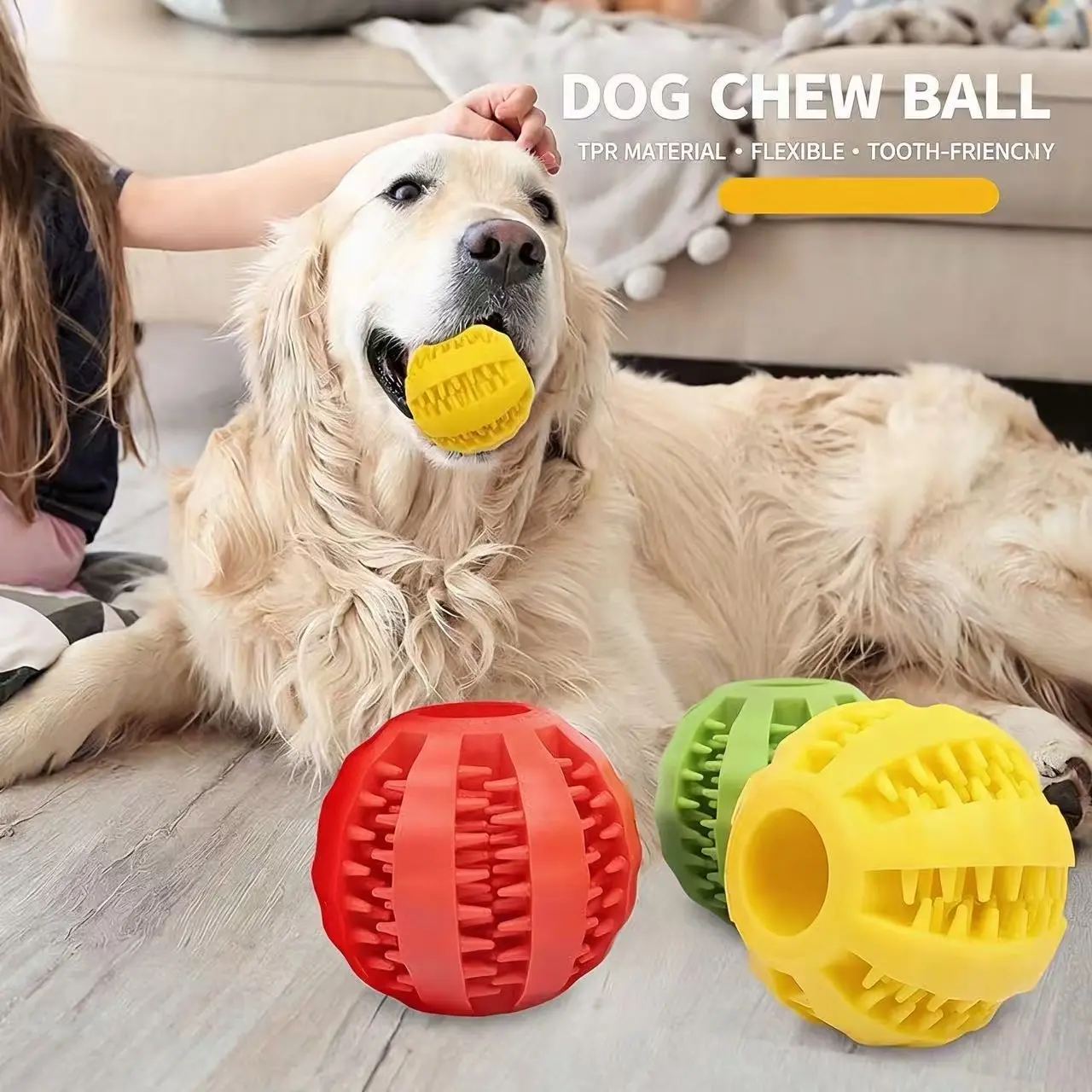 Treat Dispensing Dog Toy Ball, Indestructible Rubber Teeth Cleaning Chew Ball, Interactive IQ Puzzle Slow Feeder Ball for Small Medium Large Dogs, Anxiety Relief Bouncy Fetch Toy