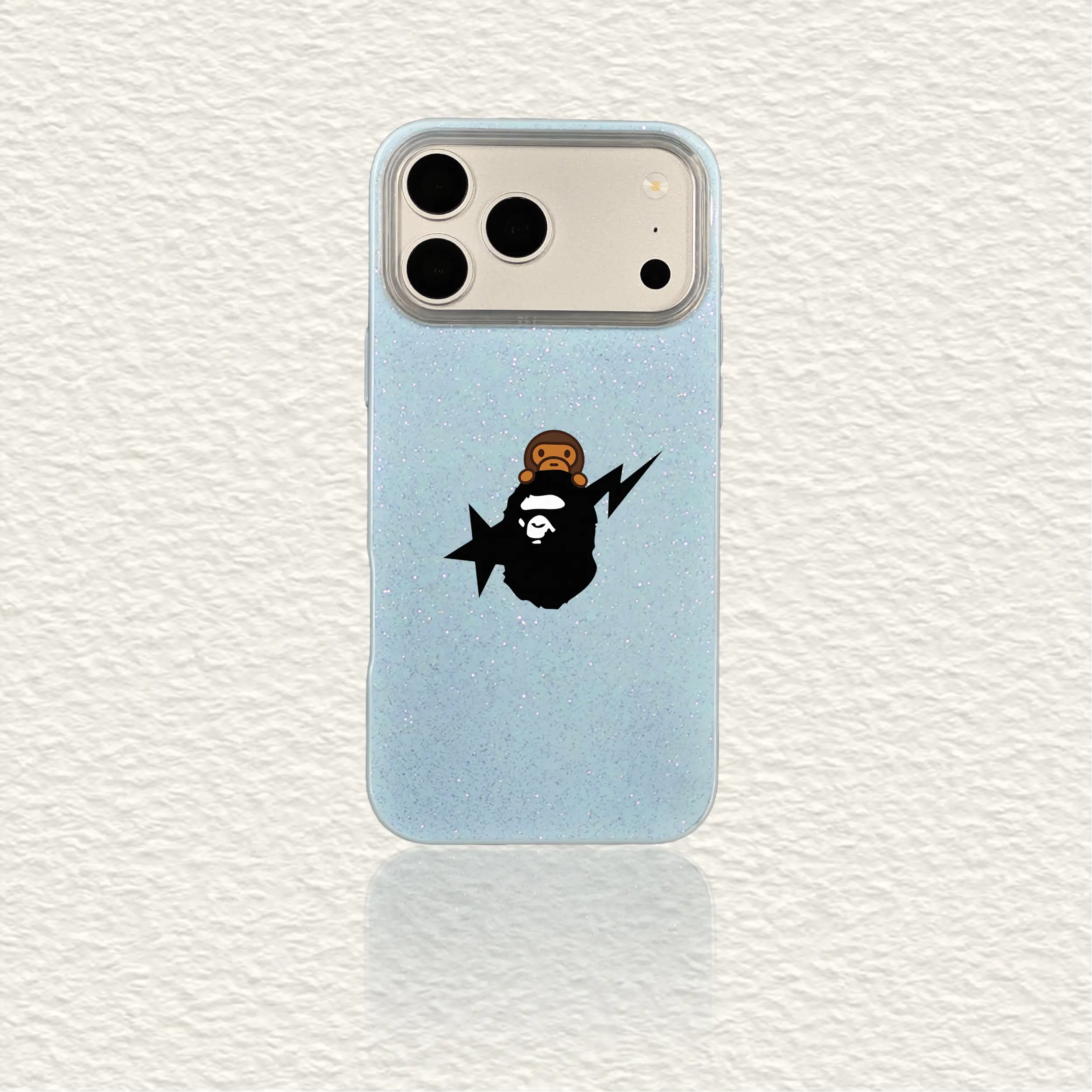 Y2K Streetwear Cute Pink Fine Glitter Monkey Graphic Shockproof Phone Case For iPhone 13 14 15 16 17 Pro Max