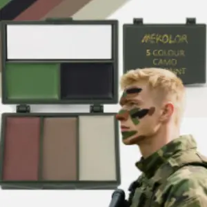 Square Box Mirror Five-Color Face Paint Performance Facial Oil Paint Military Training Waterproof Camouflage, Makeup & Beauty Essentials