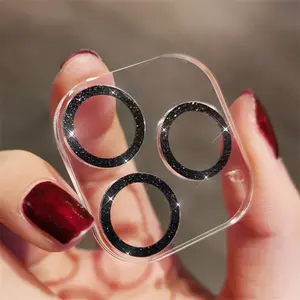 Black Glitter All-in-one Lens Film Suitable For iPhone 16 15 14 13 12 11 Promax Plus Rear Camera Transparent Glass Protector