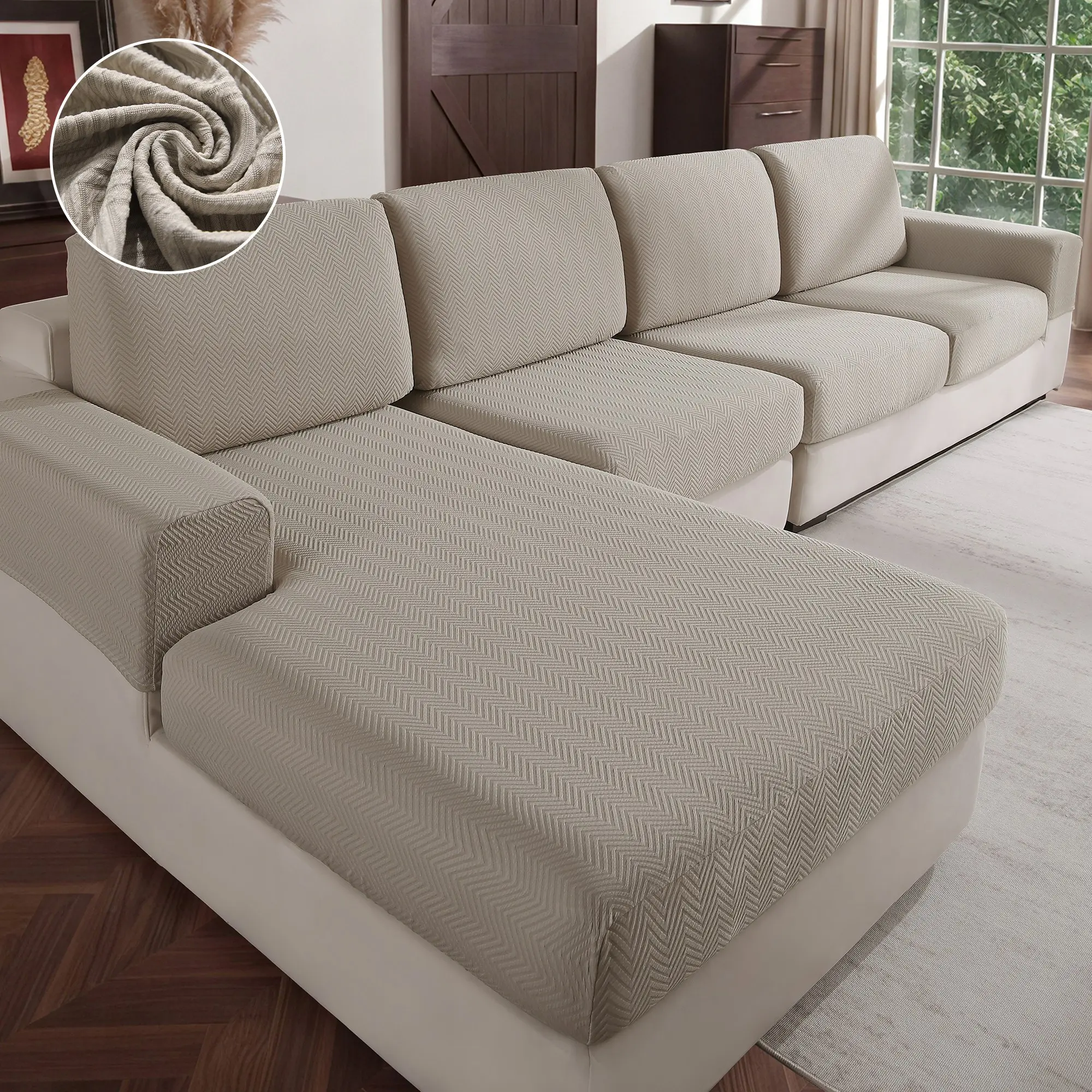 1pc All-Season Sofa Cover, Waterproof and Durable, Elastic and Non-Slip, Pet-Friendly, Modern Style for Living Room, Universal Fit, Waterproof Couch Covers