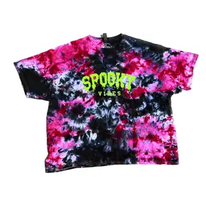 Rebbell Rose Pink Purple Black Tie Dye Glow In The Dark Green Spooky Vibes Printed T-shirt Clothes 100% Cotton Shortsleeve Casual