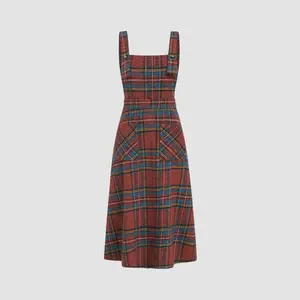 Cider [size 0-26] Gingham Buckle Pocket Ruffle Midi Dress