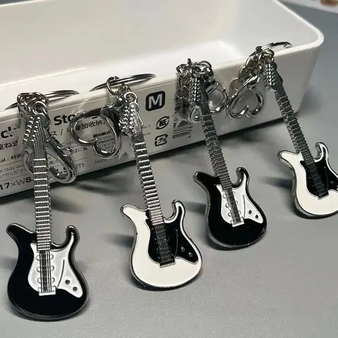 Rock Guitar Keychain Mini Electric Guitar Pendant for Music Lovers