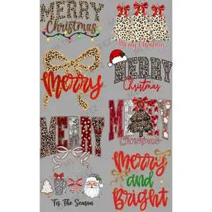 MERRY CHRISTMAS (4) PREMADE GANGSHEET - 22X36 DTF TRANSFERS - DIRECT TO FILM
