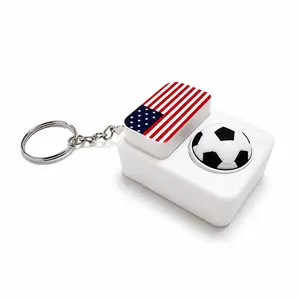 USA Flag Soccer Spinner Keychain Fidget Toy, American Football Themed Fidget Keychain for Anxiety, Stress Relief Toy