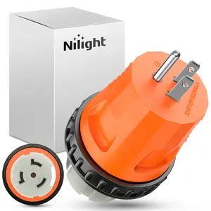 Nilight 15A to 50A RV Power Adapter 110 Volt Twist Locking Connector 5-15P SS2-50R 15Amp Male Plug 50Amp Female Receptacle for Generator Camper Electrical Converter