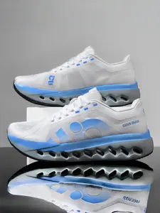 1 Pair Men's Cushion Breathable Sneakers | Sport Casual Style | Perforated Hollow Sole + Dynamic Breathable Mesh + EVA Cushion Material | Running / Gym / Hiking, Lightweight & Responsive Running Shoes