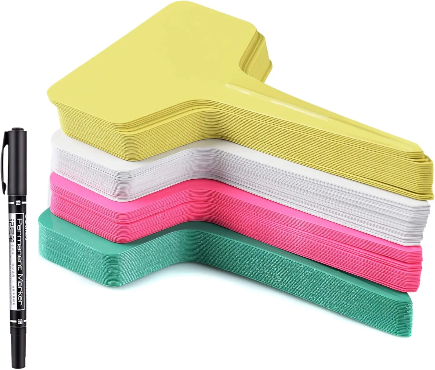 100 count  Labels with a Gel Pen, T-Type   Garden Markers Plastic  Tags, Multicolor, 6 x 10cm