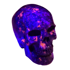 Yooperlite Crystal Skull – UV Reactive! - Hand-Carved Gemstone Decoration – 4.25 x 2.75 x 3.25 Inches – Spiritual Décor