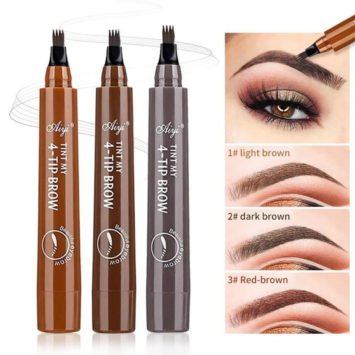 5 - Color 4 - Tip Eyebrow Pen Set | Waterproof & Long - lasting Natural Hair - like Brows Beginner - Friendly