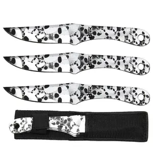 💀 Silver Skull Collector’s Fixed Blade Knife Set – 3-Piece with Nylon Sheath