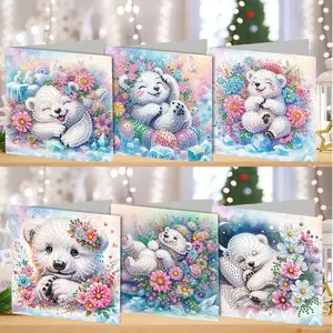 6-piece DIY diamond painting set, Diamond Painting Kits, Santa Santa-themed paper material theme greeting card, blessings and wishes, unique design, irregular-shaped diamonds, can be given as a Christmas gift