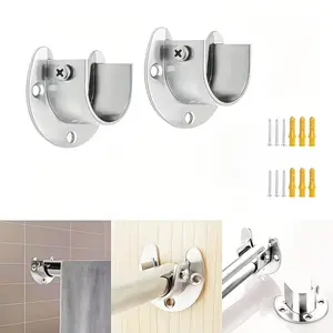 8pcs Set of Heavy-Duty U-Shaped Flange Support Brackets - Adjustable Size, Perfect for Hanging Clothes, Curtain Rods, Wardrobe Rods, Shelves, And Closet Support Rods on Wardrobes And Balconies