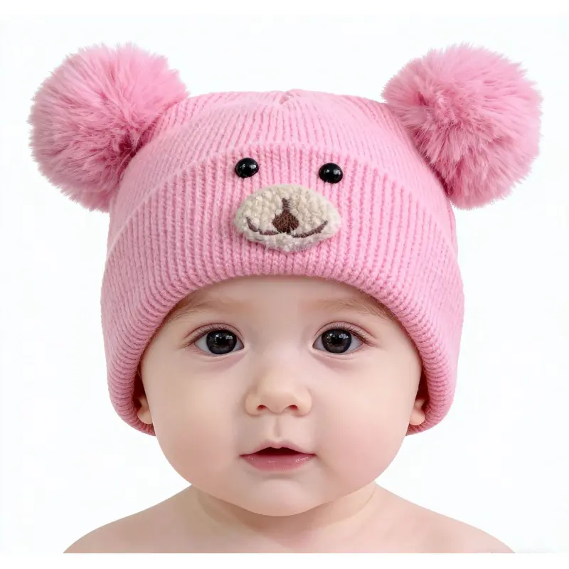 Unisex 1-8y Size Acrylic Plain Knitted Hat for Newborns-Toddlers, Warm Fall-Winter Clothes Accessory, Casual Outdoor Daily Commute Beanie
