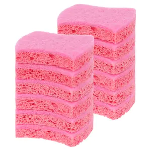 REGALWOVEN Kitchen Non-Scratch Sponges, Dual Side Sponges for Washing Dishes, Pots and Pans, Cleaning Sponges for Kitchen, Household, Bathroom 12 Pcs Pink