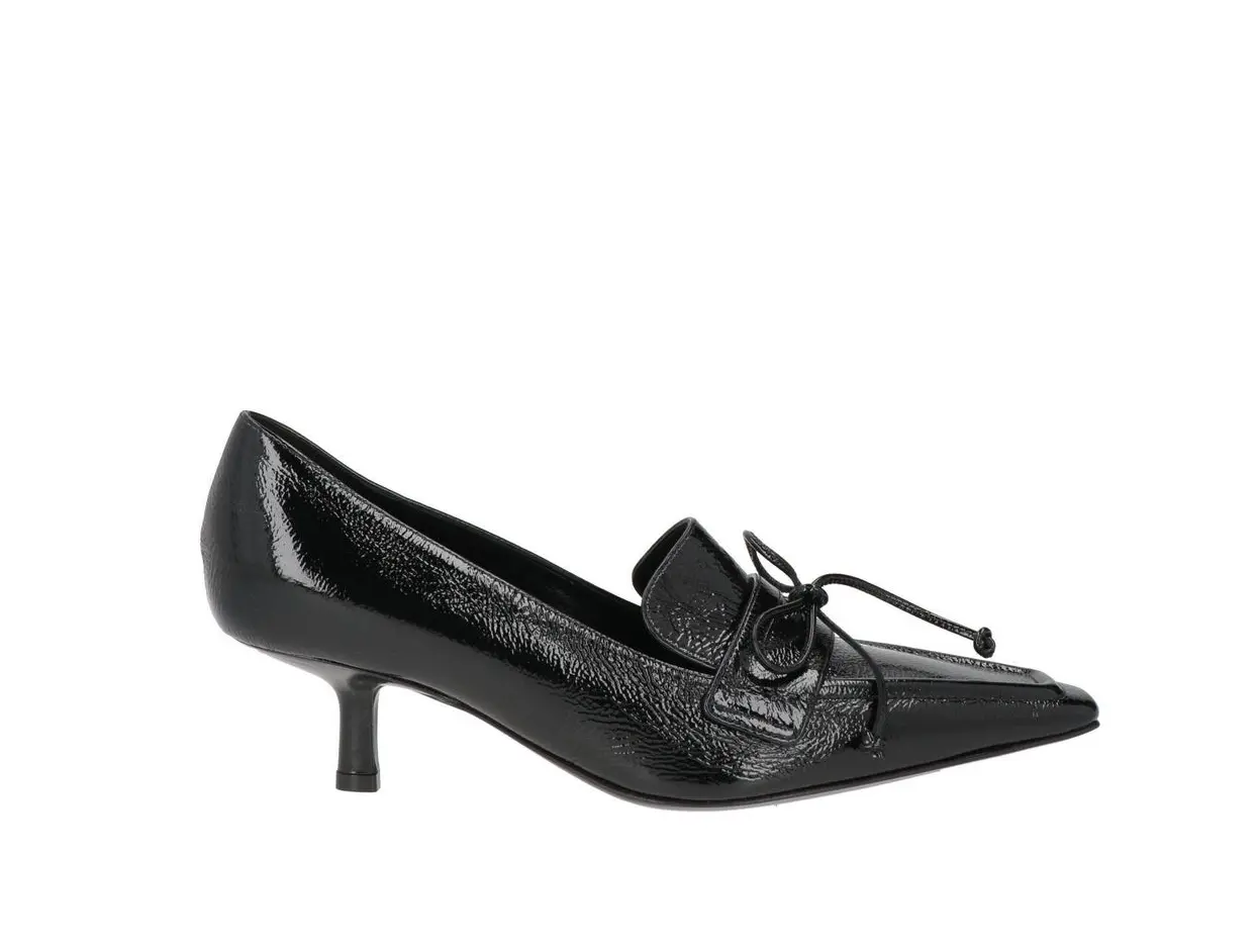 BURBERRY | Black Patent Leather Bow Heel | IT/EU 41 | Includes Certificate Of Authenticity | Includes Box |