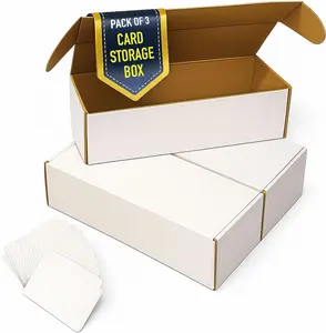 Baseball Card Storage Box - 3 TCG Card Holder Boxes, 600+ Ct. Sports Card Box. 1800 Bulk Card Box Storage for Trading Cards incl MTG